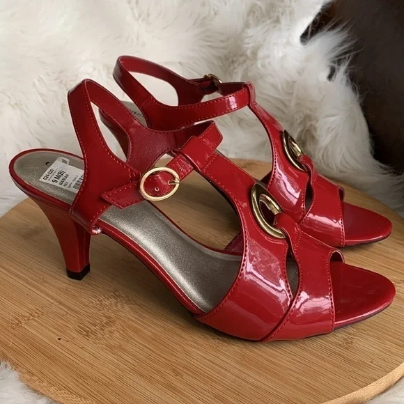 East 5th | Red Mariah Patent Leather Strappy Open Toe Heels NWT 9M - Picture 3 of 17